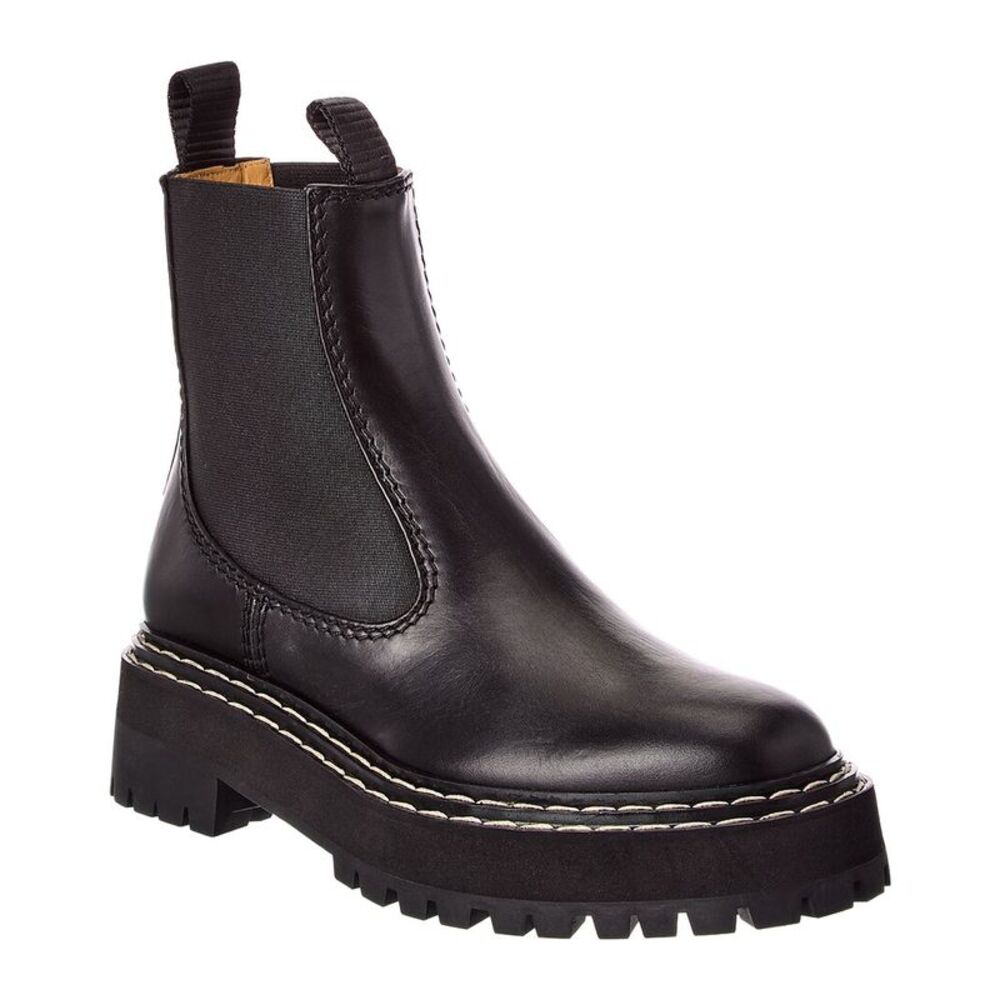 Proenza Schouler Round Toe Leather Bootie, Black